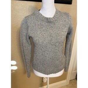 J Crew Women's Gray Speckled Crew Neck Sweater, Small, Wool Blend